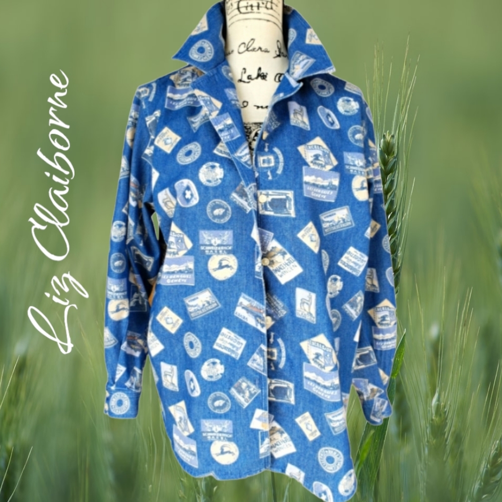 Liz Claiborne Denim long sleeve travel shirt